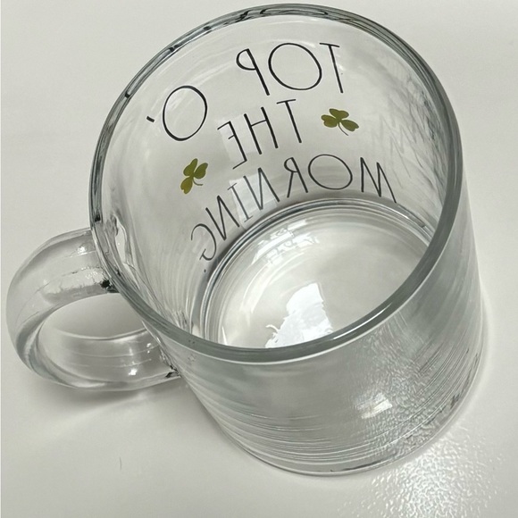 Rae Dunn “Top O’ the morning” Glass Coffee Mug - Picture 3 of 7